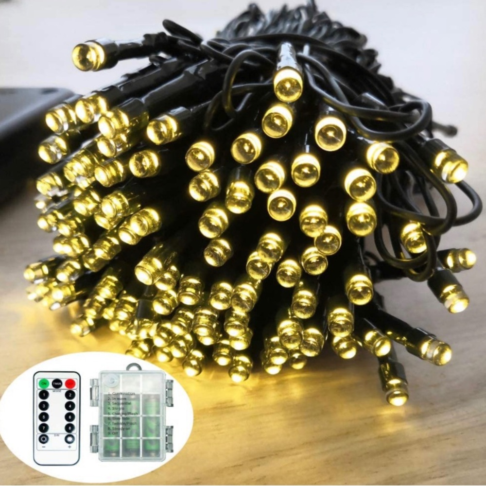 🆕 100 LED 36 FT Battery Remote Control Christmas String Lights Warm White